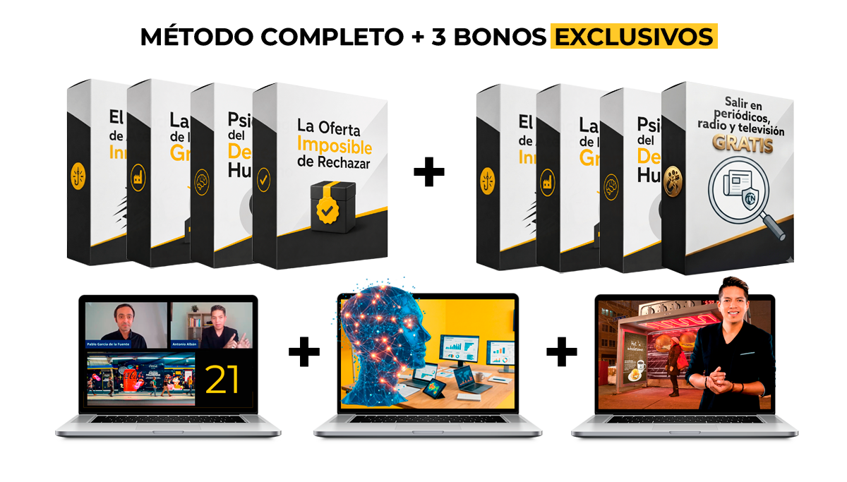 Método completo: 8 módulos y 3 bonos exclusivos